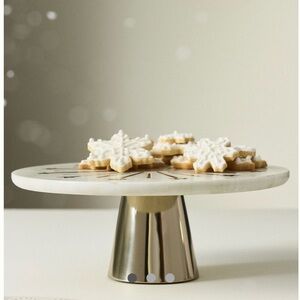 Anthropologie Elegant White and Silver Cake Stand